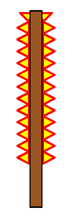 Wooden torch lit vertical