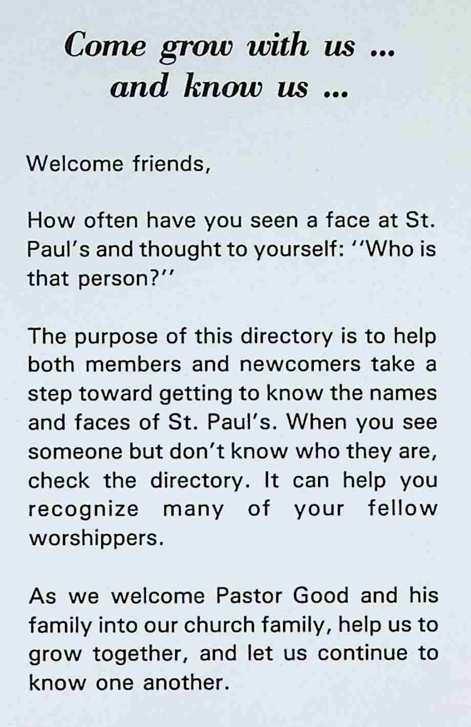 St. Paul's Directory 1992