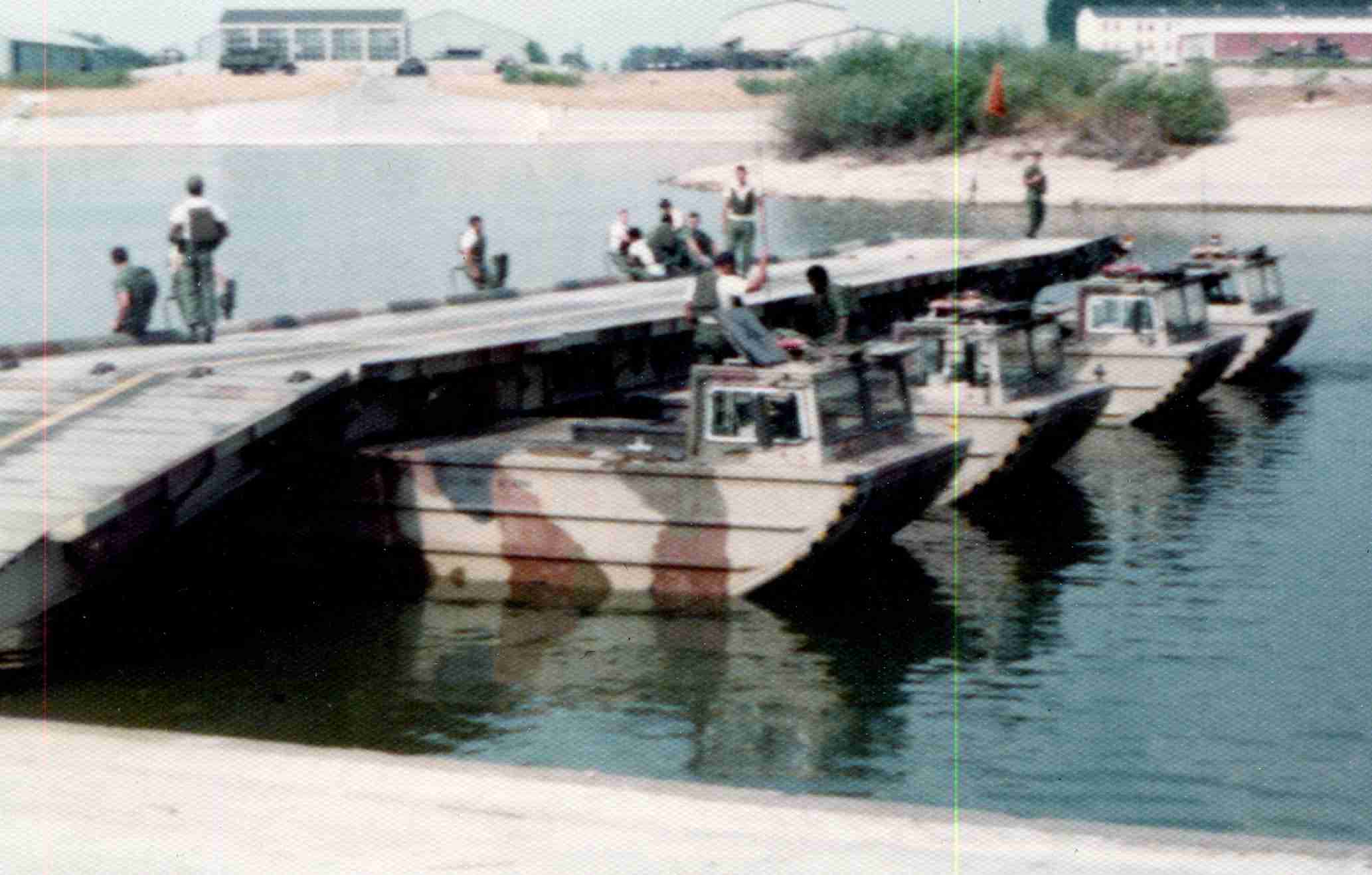 Mobile bridge on the Rhine River
