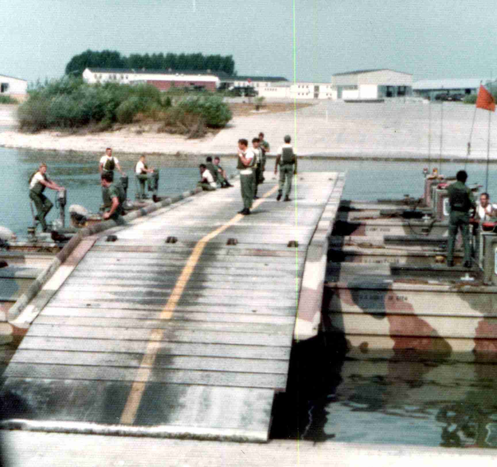 Mobile bridge on the Rhine River