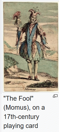 Momus on a playing card