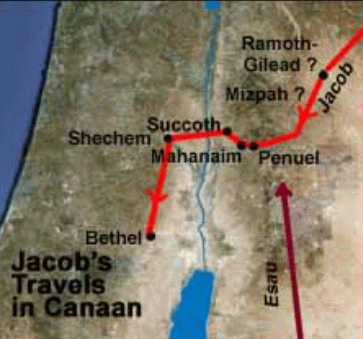 Map: Jacob's travels