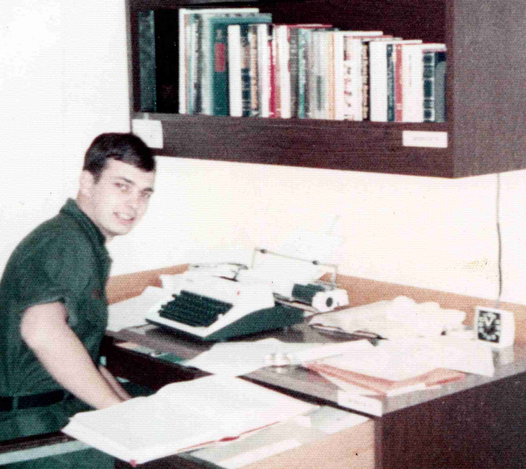 Robin at his desk